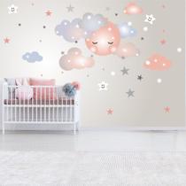 Adesivo de Parede Lua Sleepy e Nuvens