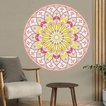 Adesivo De Parede Mandala Rosa E Amarelo-Eg 100X100Cm - Mix Adesivos