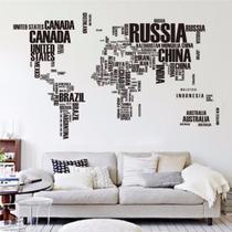 Adesivo De Parede Mapa Mundi 122 X 74 Com Com Letras