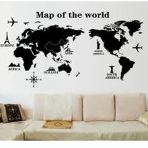 Adesivo De Parede Mapa Mundi Continentes E Monumentos