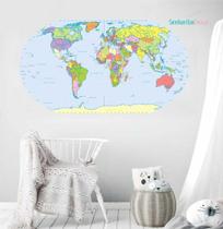 adesivo de parede mapa mundi escritório estudos mundial