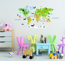 Adesivo de Parede Mapa Mundi Infantil Safari Atlas Baby