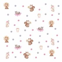 Adesivo De Parede Menina Bebê Bosque Flores Safari Floresta Adesivo De Parede Menina Bebê Bosque Flores Safari Floresta