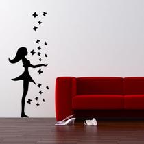 Adesivo de Parede - Menina e Borboletas - 184inp