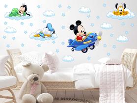 adesivo de parede mickey aviador pato donald e amigos cute baby decoração infantil