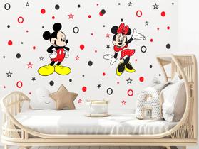 Adesivo de Parede Mickey Minnie Bolinhas e Estrelas Diversas