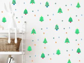 Adesivo De Parede mini arvores de natal caixinhas presente