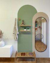 Adesivo De Parede Minimalista Arco Boho Decoração Verde Nude