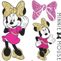 Adesivo de parede minnie mouse com glitter disney roommates