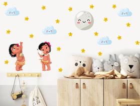 adesivo de parede moana decoração quarto de meninas cute baby lua
