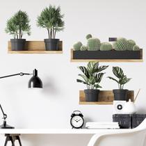 Adesivo de parede Monstera & Cactus para sala de estar ou escritório Adesivo de parede Monstera & Cactus para sala de estar ou escritório