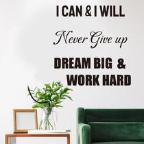 Adesivo de parede Never Give Up Motivational Quote 40x40cm PVC Adesivo de parede Never Give Up Motivational Quote 40x40cm PVC