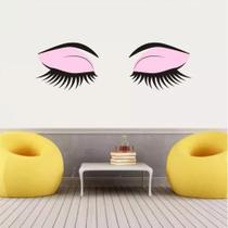 Adesivo De Parede Olhos Cilios Sombra Rosa