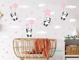 Adesivo De Parede Panda Balanço Quarto De Meninas Adesivo De Parede Panda Balanço Quarto De Meninas