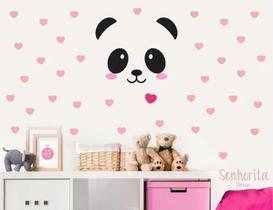 Adesivo De Parede Panda E Kit Coração - Senhorita Decor Adesivo De Parede Panda E Kit Coração - Senhorita Decor