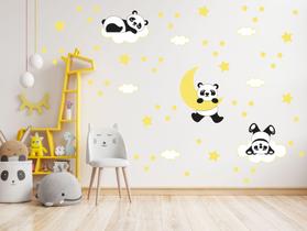 adesivo de parede panda nas nuvens amarelo adesivo de parede panda nas nuvens amarelo