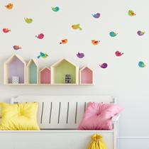 Adesivo de Parede Passarinhos Coloridos 18un Cobre 1m²