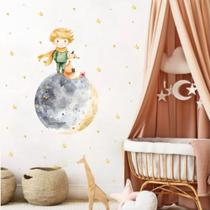 Adesivo De Parede Peque Príncipe Lua Aquarela Grande Estrelas Decoração Infantil