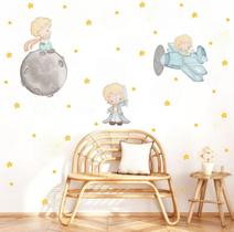 Adesivo de Parede Pequeno Príncipe Aviador Lua Aquarela Cute Adesivo de Parede Pequeno Príncipe Aviador Lua Aquarela Cute