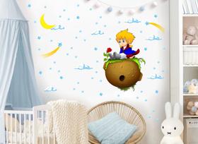 adesivo de parede pequeno príncipe estrela cadente decoração quarto infantil