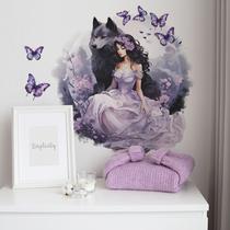 Adesivo de parede Princess and Wolf para quarto ou sala de estar Adesivo de parede Princess and Wolf para quarto ou sala de estar