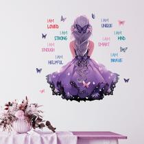 Adesivo de parede Purple Evening Gown Girl with Affirmations