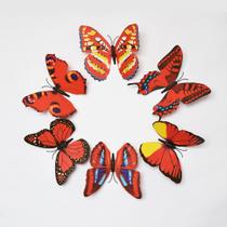 Adesivo de parede PVC 3D magnético borboleta vermelha
