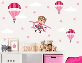 Adesivo De Parede Quarto De Menina Ursinha Aviadora
