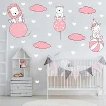 Adesivo De Parede Quarto De Meninas Balões Rosa Bebê - pinkie