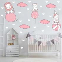 Adesivo De Parede Quarto De Meninas Balões Rosa Bichos - pinkie
