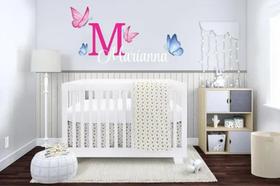 Adesivo De Parede Quarto De Meninas Nome E Borboletas Adesivo De Parede Quarto De Meninas Nome E Borboletas
