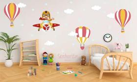 Adesivo De Parede Quarto De Meninos Aviador Balões Adesivo De Parede Quarto De Meninos Aviador Balões