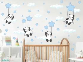 Adesivo De Parede Quarto De Meninos Panda Balões Adesivo De Parede Quarto De Meninos Panda Balões