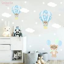 Adesivo De Parede Quarto De Meninos Urso Balão Nuvem Estrela