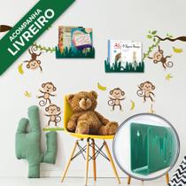 Adesivo de Parede Quarto Infantil Macacos e Livreiros Grama
