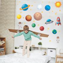 Adesivo de Parede Quarto Infantil Menino e Menina Sistema Solar - Brinquedos de Montar