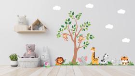 Adesivo De Parede Quarto Infantil Safari Animais Floresta