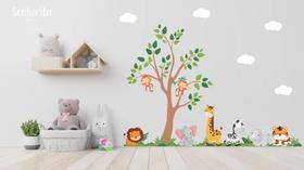 Adesivo De Parede Quarto Infantil Safari Animais Floresta