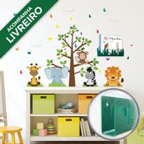 Adesivo de Parede Quarto Infantil Safari Baby com Livreiro