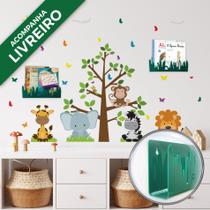 Adesivo de Parede Quarto Infantil Safari Baby Com Livreiros Adesivo de Parede Quarto Infantil Safari Baby Com Livreiros