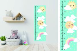 Adesivo de parede regua de crescimento Lua Nuvens Estrelas