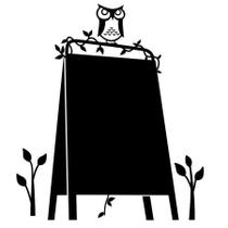 Adesivo de parede removível Blackboard Owl PVC 83x57cm preto