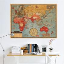 Adesivo de parede removível retrô World Map PVC multicolorido 50x70c