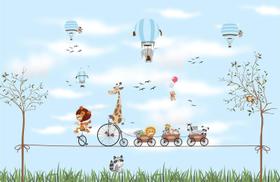 Adesivo de Parede Safari Bicicleta Azul 290X300 - ALGIDECOR Adesivo de Parede Safari Bicicleta Azul 290X300 - ALGIDECOR