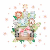 Adesivo De Parede Safari Menina Bebê Infantil Flores Quarto Adesivo De Parede Safari Menina Bebê Infantil Flores Quarto