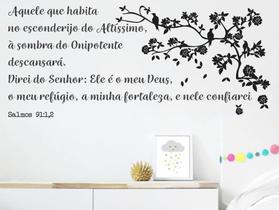 Adesivo de Parede Salmo 91 Bíblia Galho Arvore e Flores - senhorita decor