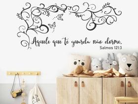 Adesivo de Parede Salmos 121 Bíblia borboletas arabescos