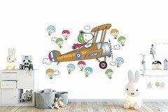 Adesivo De Parede SNOOP Avião Paraquedas Woodstock