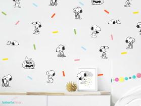 adesivo de parede snoopy miniaturas e confetes