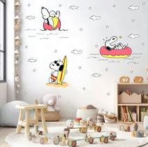 adesivo de parede snoopy surfista boia mar prancha peanuts decoração infantil